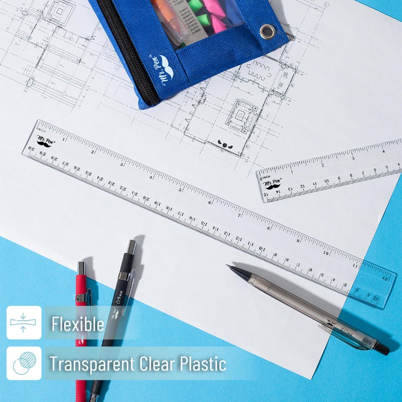 Mr. Pen- Ruler, 24 Pc Rulers (12"",6""), Clear, Plastic, Drafting Tools, Inches and Centimeters - Image 3